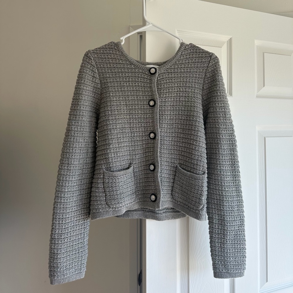 Nordstrom Gray Knitted Button Cardigan